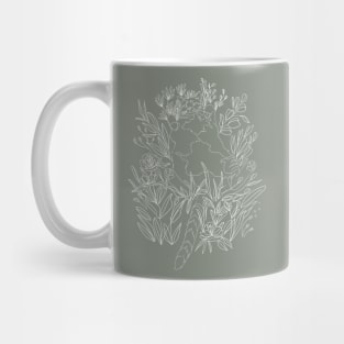 Cat in a flower field Mug